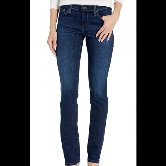 AG The Harper Essential Straight Raw Hem Jeans 28W Dark Wash Whiskered - Picture 3 of 14